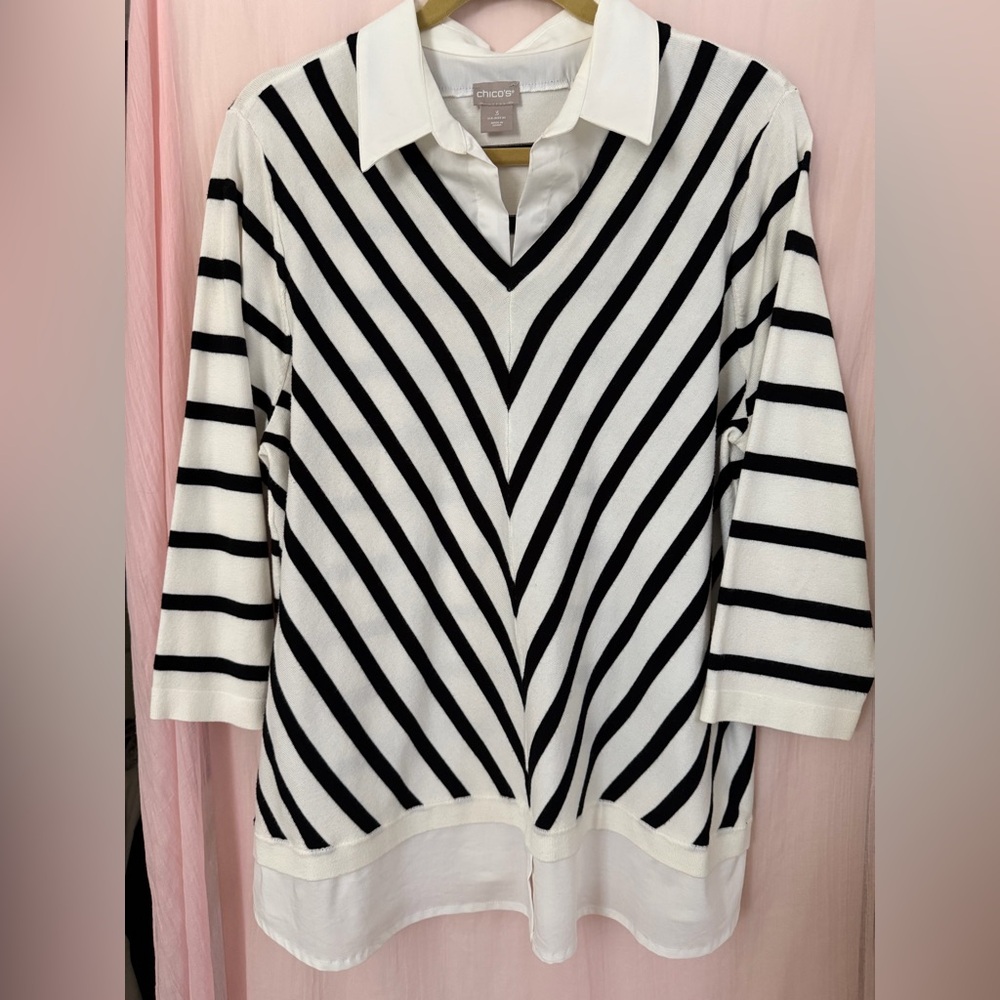 Chico's Elegant Black and White Garment